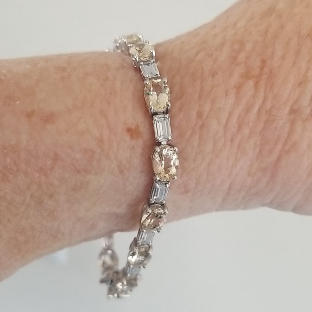 Brazilian Yellow Beryl/White Zircon bracelet NWOT
